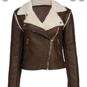 Faux Leather/Sherpa Moto jacket